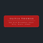 Christmas Red Elegant Minimalist Return Address Label<br><div class="desc">Stylish modern minimalist return address sticker in Christmas red,  simple,  elegant and professional.
See all the matching pieces in the collection.</div>