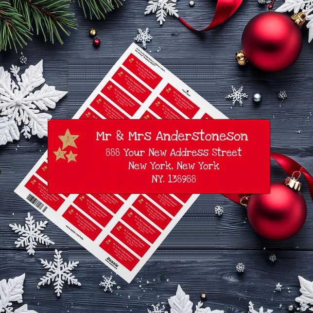 Christmas Red Elegant Script Name Rustic Address Label (Send and return in style.)