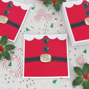 Christmas Red Elf Monogram Holiday Party Napkins