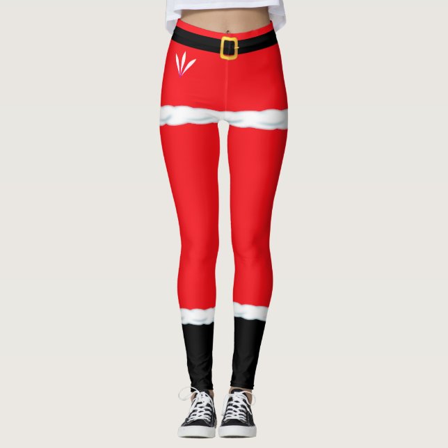 Christmas Red Elf Santa Claus leggings (Front)