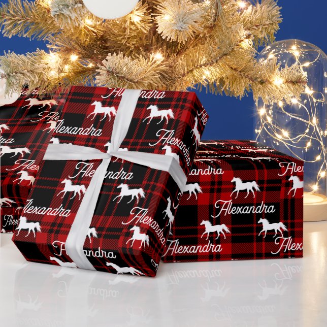 Christmas Red Equestrian Horse Personalized Wrapping Paper (Holidays)