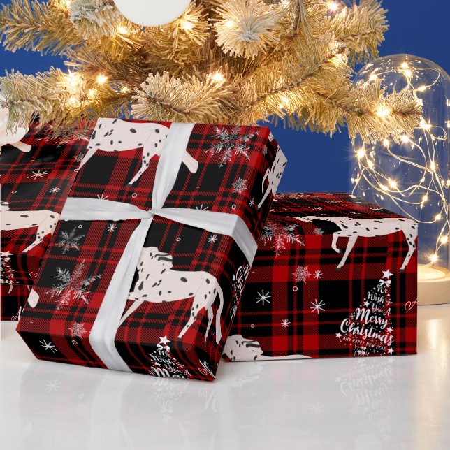 Christmas Red Equestrian Horse Personalized Wrapping Paper (Holidays)