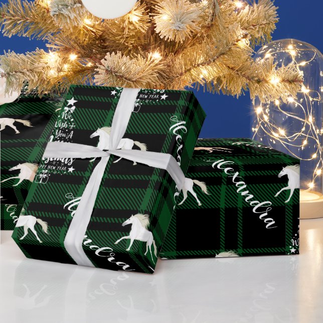 Christmas Red Equestrian Horse Personalized Wrapping Paper (Holidays)