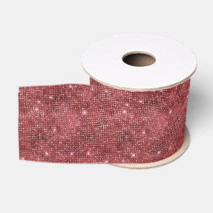 Christmas Red Faux Glitter Holiday Grosgrain Ribbon