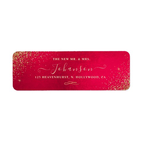 Christmas RedFaux Gold Glitter Return Address Label