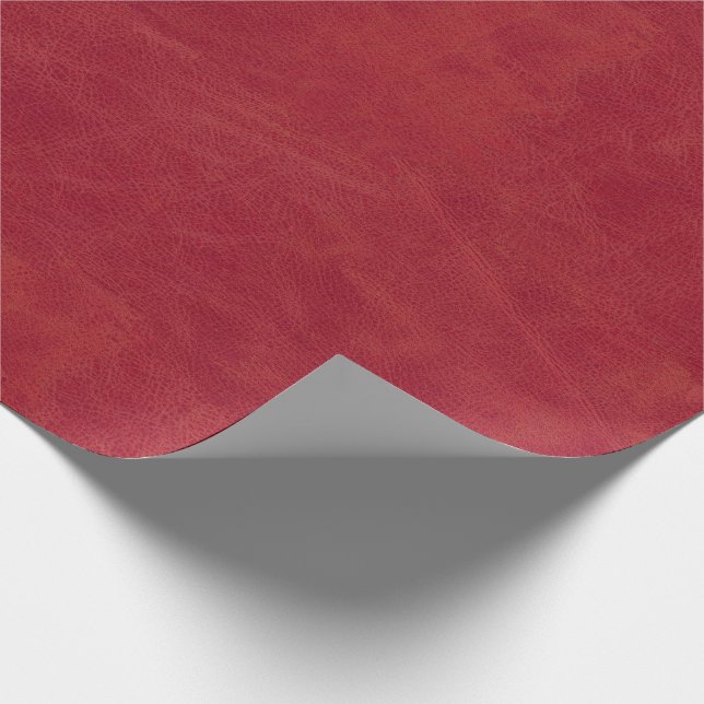 Christmas Red Faux Leather Texture Wrapping Paper (Corner)