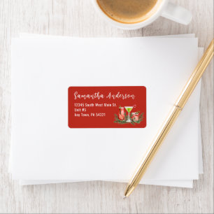 Christmas Red Festive Cocktails Return Address Label