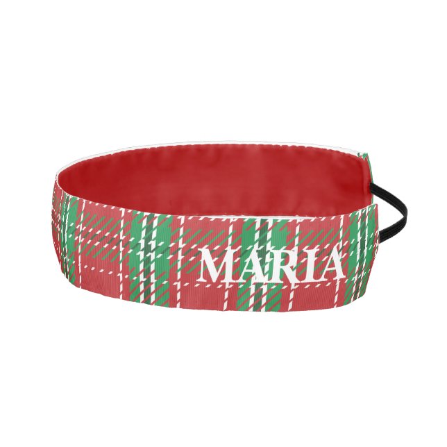 Christmas Red Festive Rustic Plaid Custom Country Athletic Headband (Right)