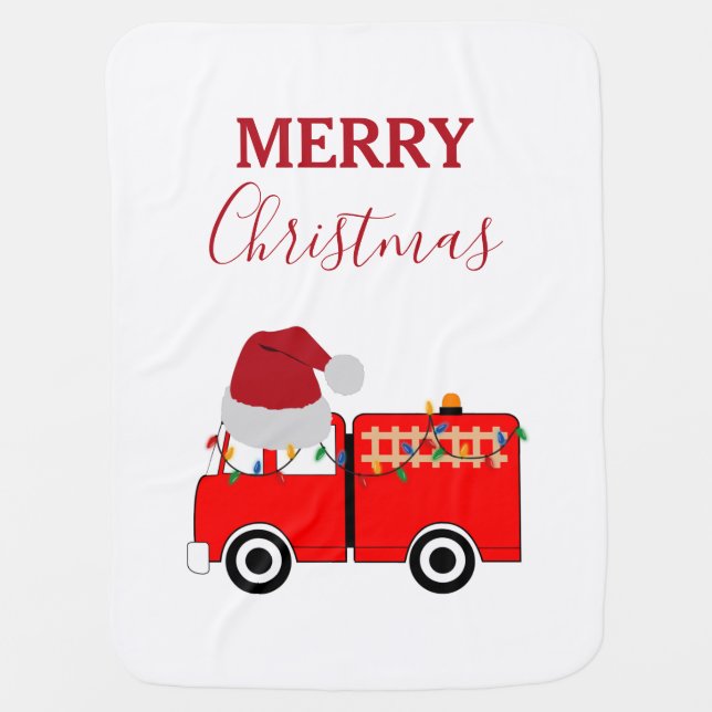 Christmas Red Fire Truck   Baby Blanket (Front)