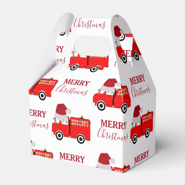 Christmas Red Fire Truck  Favor Boxes (Front Side)