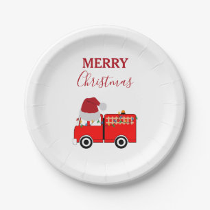 Christmas Red Fire Truck  Paper Plates