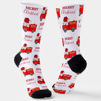 Christmas Red Fire Truck  Socks