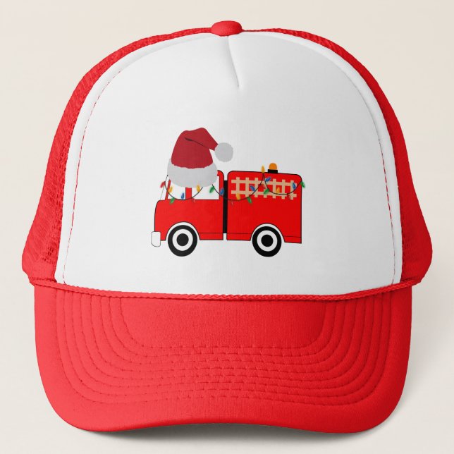 Christmas Red Fire Truck   Trucker Hat (Front)