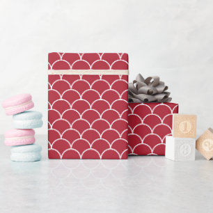 Christmas red fish scales pattern wrapping paper