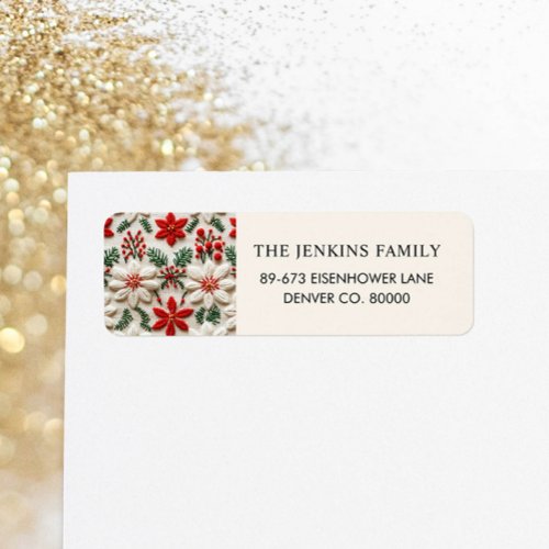 Christmas Red Floral Address Label
