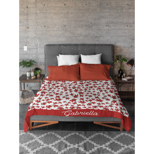 Christmas red floral botanical duvet cover