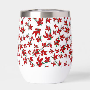Christmas red floral botanical thermal wine tumbler