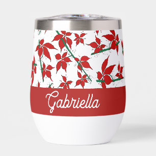 Christmas red floral botanical thermal wine tumbler