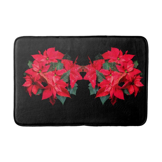 Christmas Red Flower Holiday Bath Mat (Front)