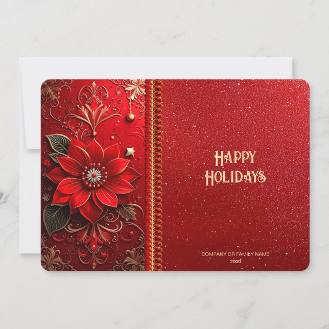 Christmas Red Flower Holiday Card (Front)