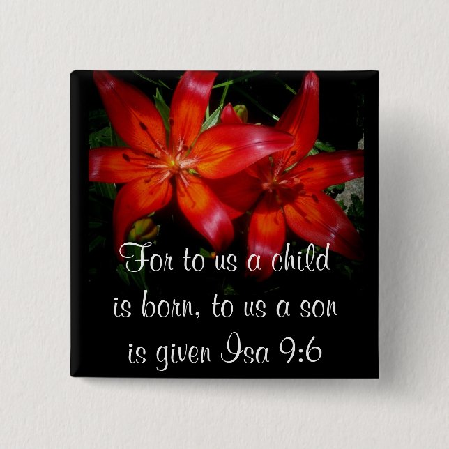 Christmas Red Flowers Button (Front)