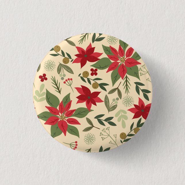 Christmas Red Flowers Pattern-11600 Button (Front)