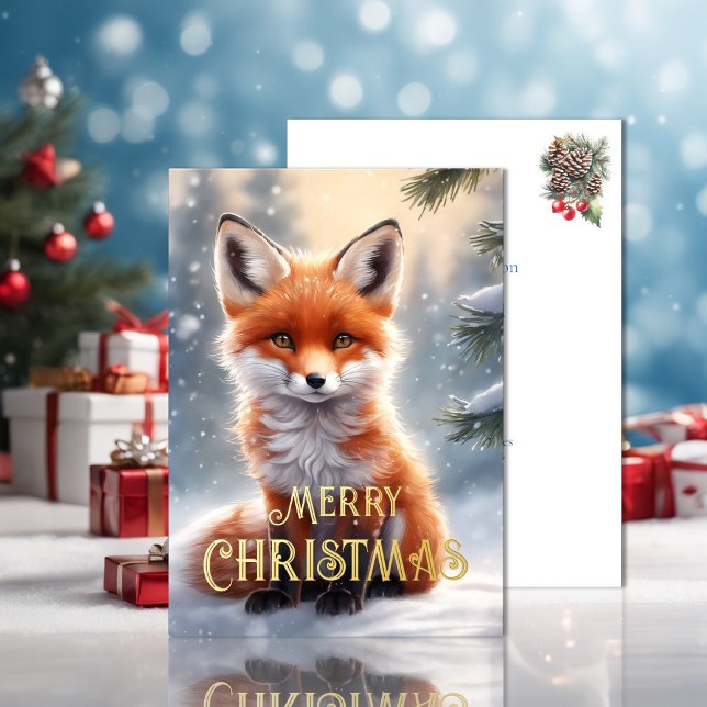 Christmas Red Fox Foil Holiday Card (Creator Uploaded)