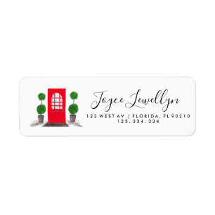 Christmas red front door return address label