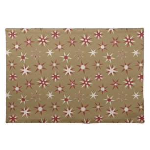 Christmas Red Geo Stars - on gold pattern. Cloth Placemat