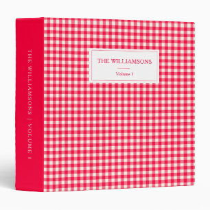 Christmas Red Gingham Personalized Family Photo 3 Ring Binder