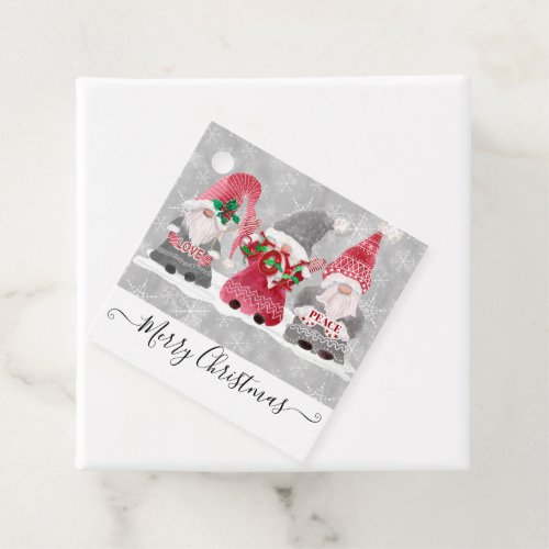 Christmas Red Gnome Love Joy Peace Snowflakes Favor Tags