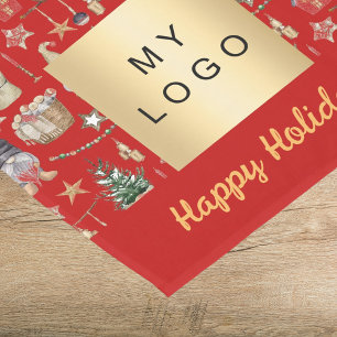 Christmas red gnomes farmhouse business logo short table runner