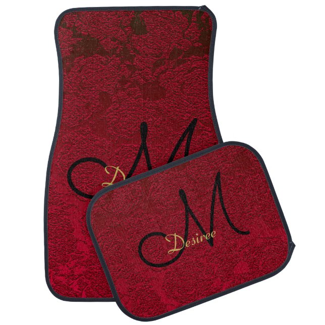 Christmas Red Gold Black Winter Monogram Car Floor Mat (Set)