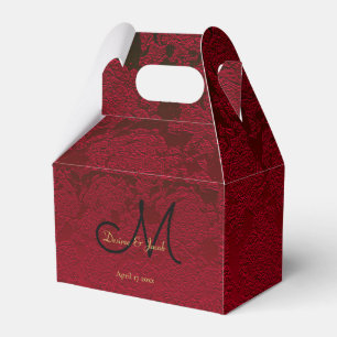 Christmas Red Gold Black Winter Wedding Monogram Favor Boxes