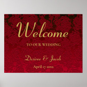 Christmas Red Gold Black Winter Wedding Poster