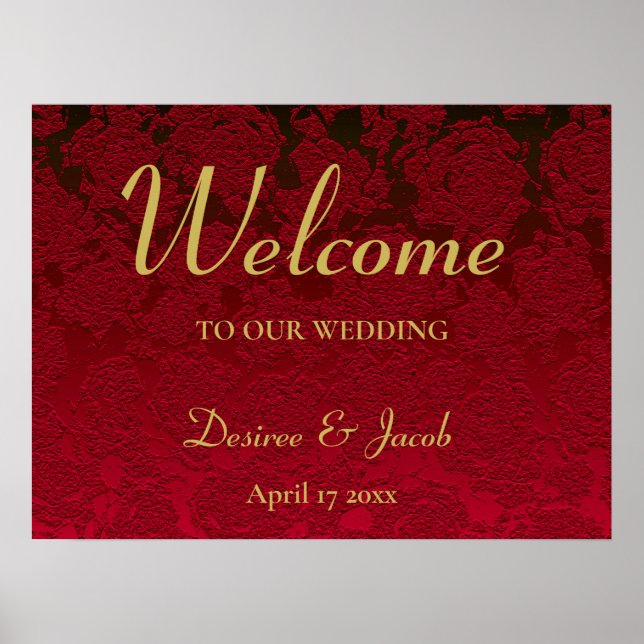 Christmas Red Gold Black Winter Wedding Poster (Front)