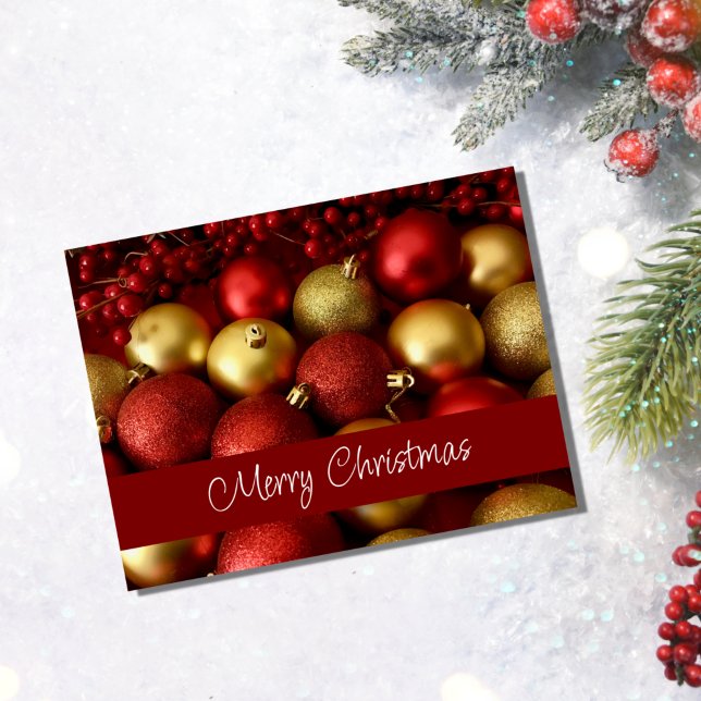 Christmas Red Gold Festive Script Typography Holiday Postcard (Creator Uploaded)