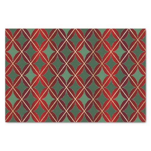 Christmas Red Gold Green Harlequin Curved Diamond Tissue Paper