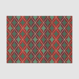 Christmas Red Gold Green Harlequin Curved Diamond Tissue Paper