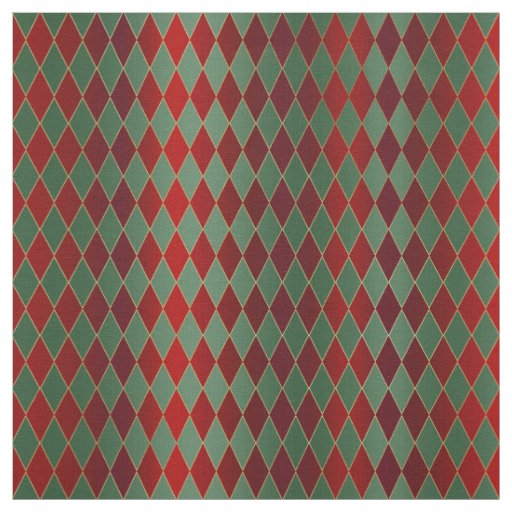 Christmas Red Gold Green Harlequin Fabric