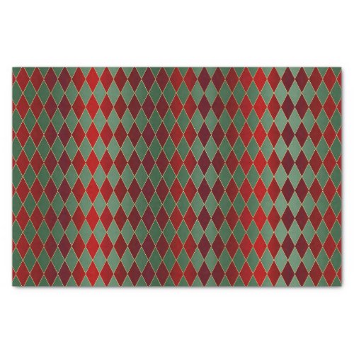 Christmas Red Gold Green Harlequin Tissue Paper