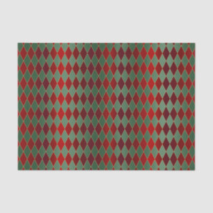 Christmas Red Gold Green Harlequin Tissue Paper