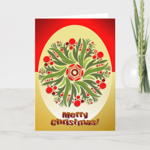 Christmas Red Gold  Holiday Card