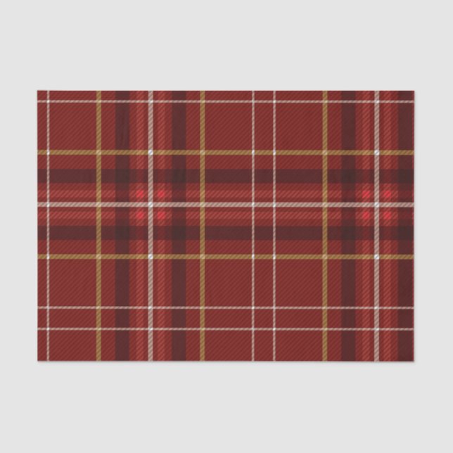 Christmas Red Gold Plaid Pattern Tissue Paper (Front)