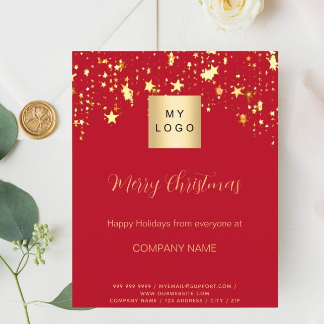 Christmas red gold stars business QR Facebook Flyer (Creator Uploaded)