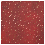 Christmas Red Gold Stars Fabric