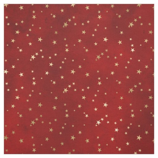 Christmas Red Gold Stars Fabric