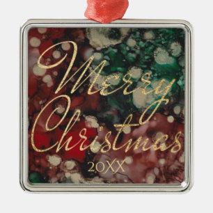 Christmas Red, Green, and Golds Metal Ornament