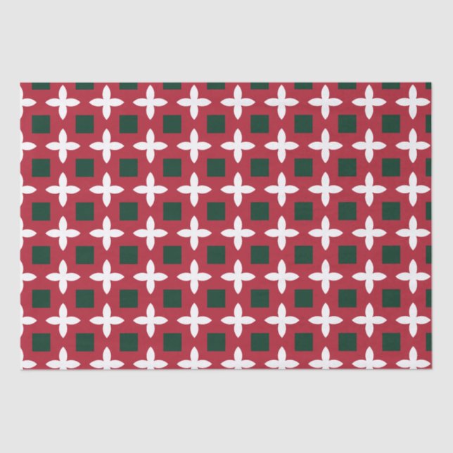 Christmas Red Green and White Pattern Tissue Paper (Front)
