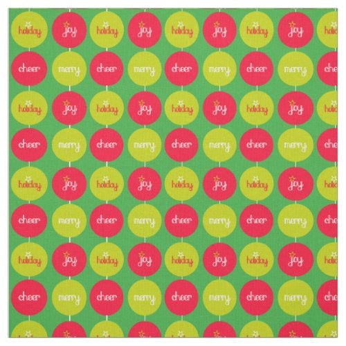 Christmas red green baubles fabric